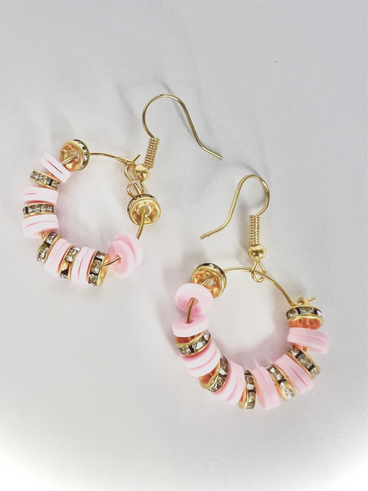 Pink and gold earrings